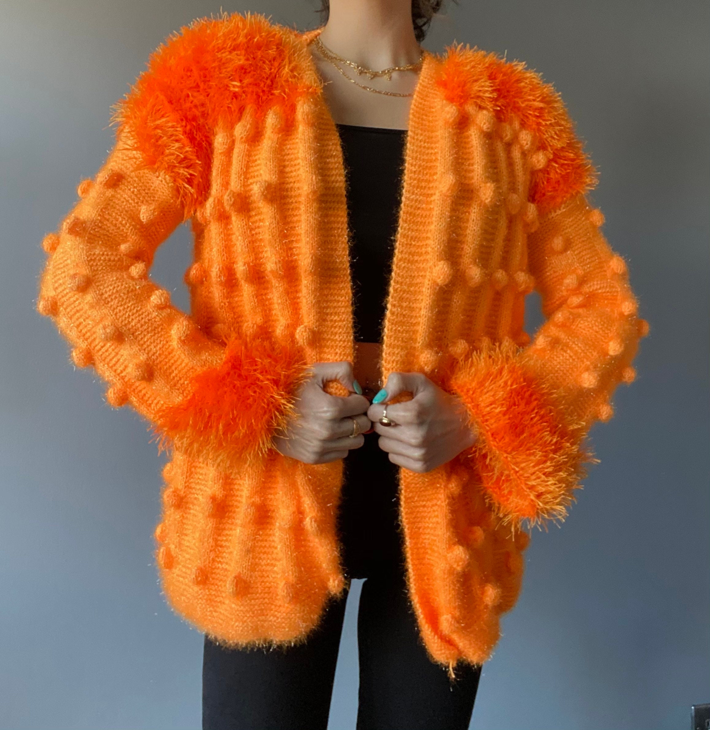 HANDMADE gorgeous knitted orange cardigan | Etsy