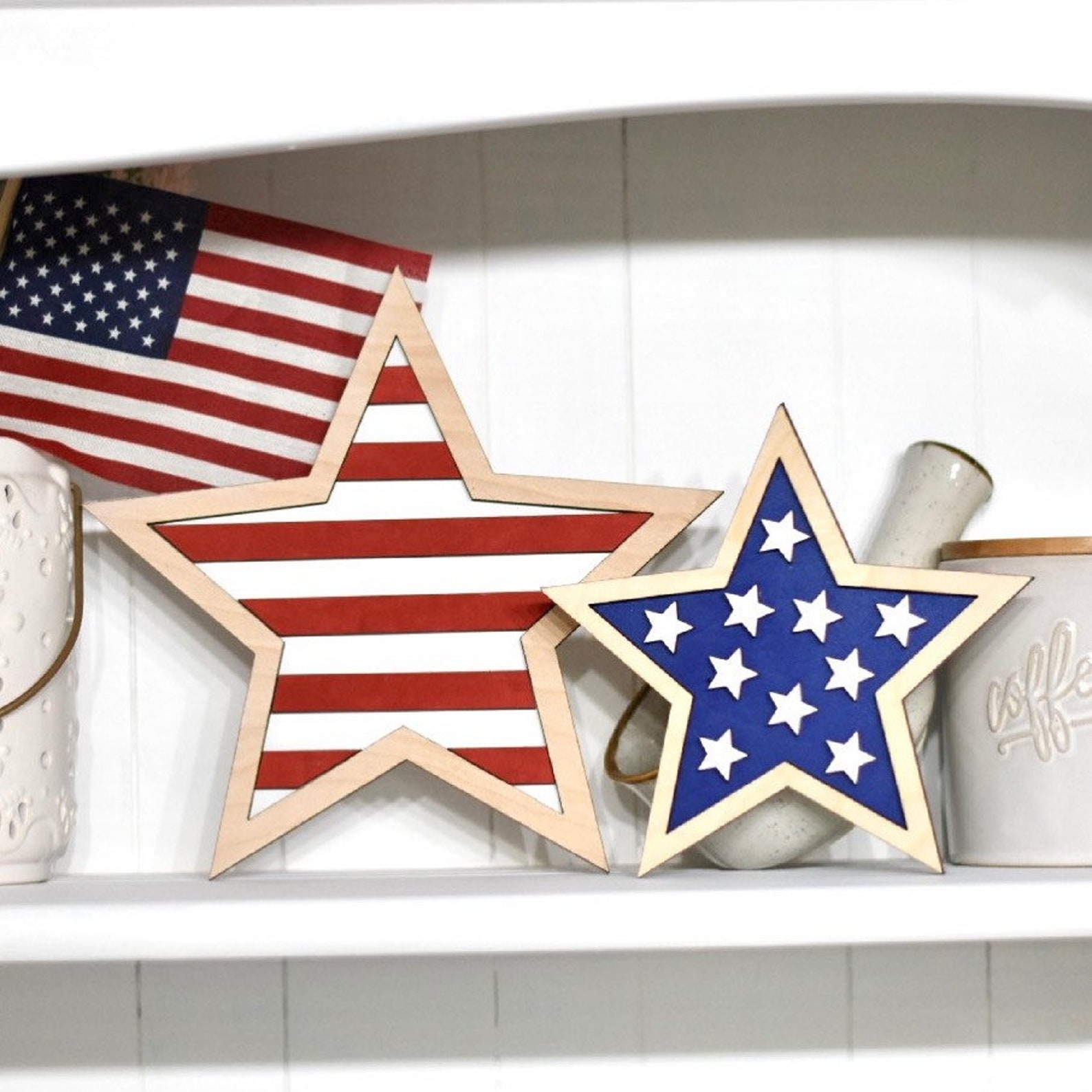 Decorative Patriotic Wood Stars Etsy