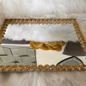 MTO Glam Gold Diamond Mirrored Perfume/Cosmetics/Vanity Tray