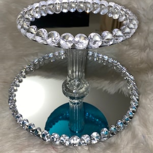 MTO 2 Tier Glam Diamond Mirrored Perfume/Cosmetics Vanity Tray