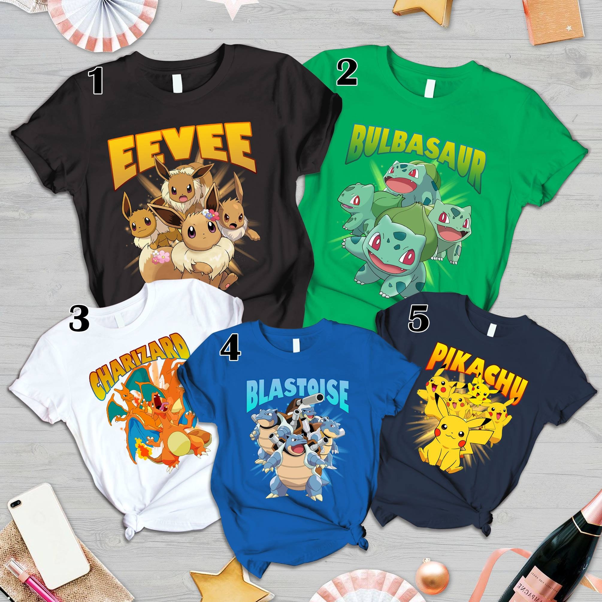 Pokémon - Eevee Evolution Stickers - Youth Short Sleeve Graphic T-Shirt 