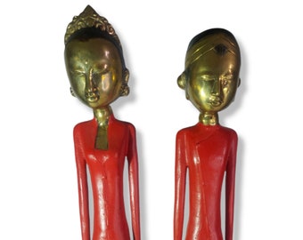 Escultura de pareja Java en miniatura de 21 ', boda de Java, escultura de bronce, estatua de pareja, estatua de bienvenida de Java.