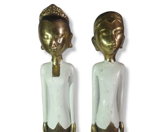 Escultura de pareja de Java en miniatura de 17", boda de Java, escultura de bronce, estatua de pareja, estatua de bienvenida de Java.