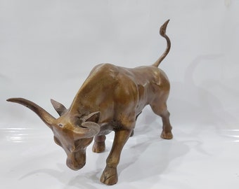 12 Inch of Bulls , Bronze bull statue, bronze sculpture, animal figure, zodiac statue, Taurus, wild animal, home decor, birthday gift.