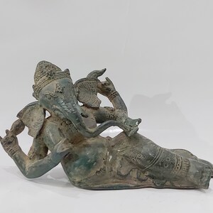 Sleeping Lord Ganesh Statue, Antique Ganesh ,Ganesh Statue, Ganesh for Altar, Hindu God, Elephant God ,  Rare Items