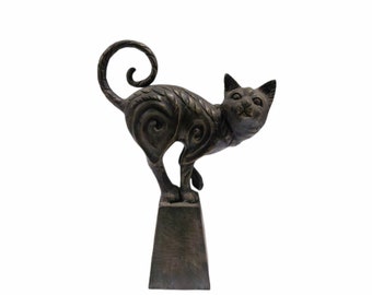 Cute Cat Sculpture , Bronze Cat Statue , Cat Figurine , Birthday Gift , Unique Cat