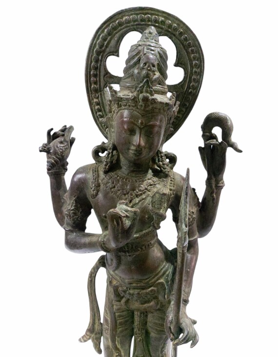 21インチのシヴァ神のアンティーク彫刻、シヴァ神のブロンズ彫刻
