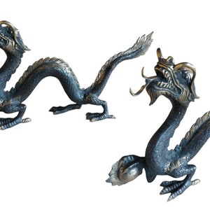 22&quot; Bronze Dragon with Pearl Ball, Bronze Dragon Statue, Exquisite Chinese Dragon, Chinese New Year Gift