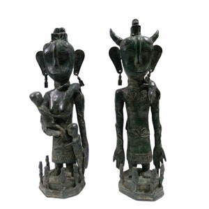 18 Inch Couple Primitive Statue, Dayak Statue , Borneo Style , Home Decor , Room Decor , Birth Day Gift , Gift