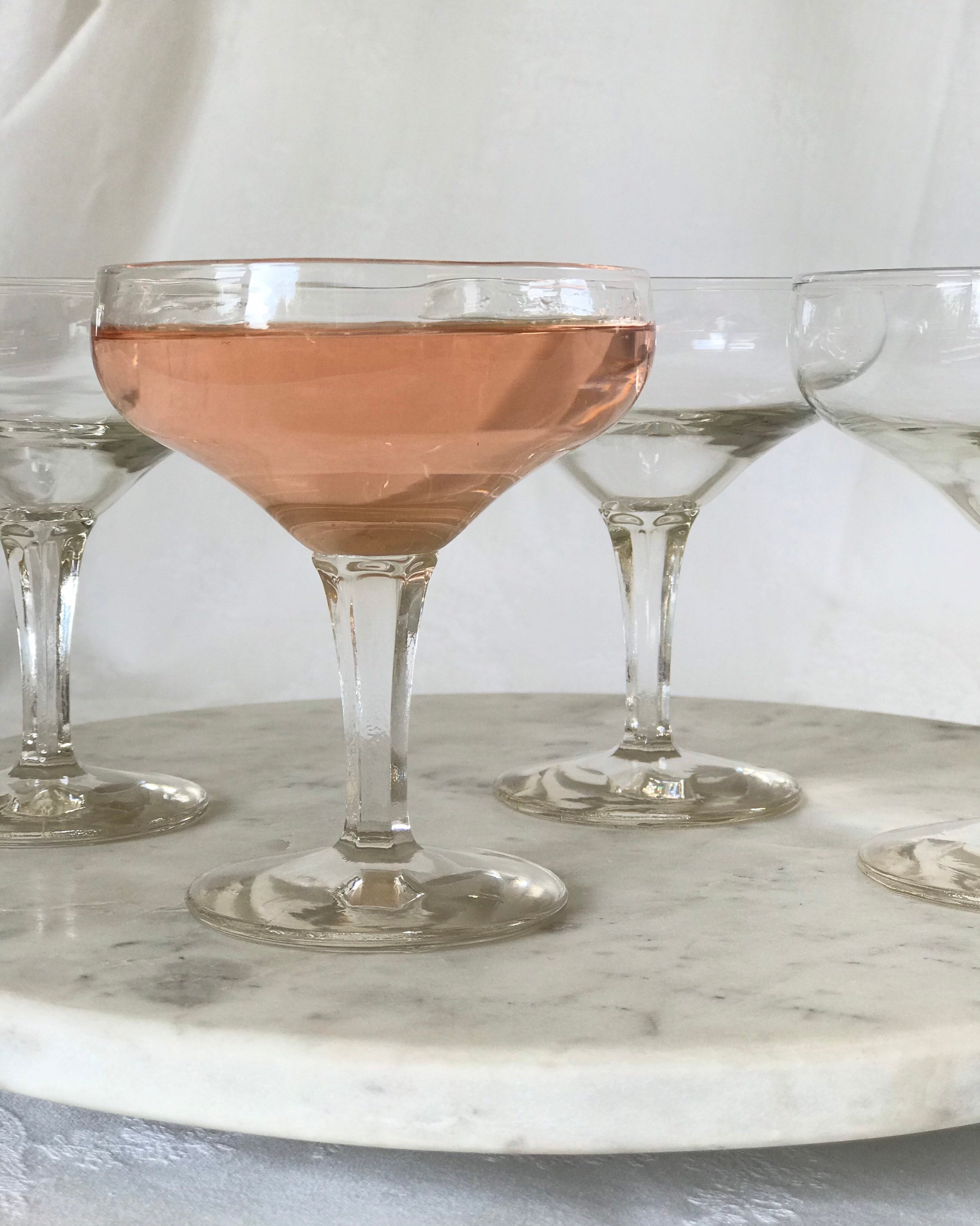 4x Vintage Gatsby style champagne coupe glass with faceted Etsy