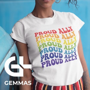Proud Ally (Retro style) || LGBT T-shirt || Pride T-shirt || Rainbow T-shirt || LGBT Gift Idea || Cute Pride T-Shirt