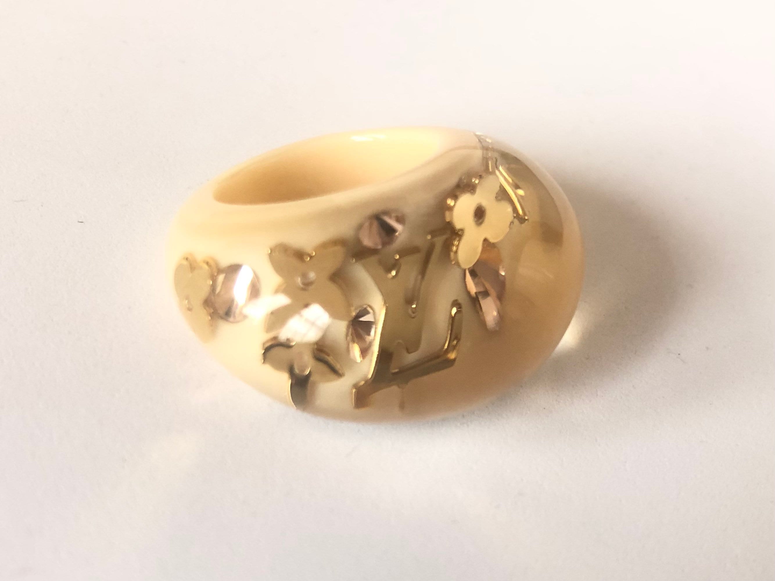 Louis Vuitton Clear Inclusion Resin Monogram Size 5 Ring