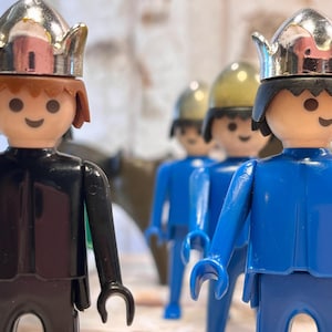 Vintage Playmobil Geobra Figures Lot – Knights, Kings, Cowboys, and Horses for Epic Battles or Medieval Comedy