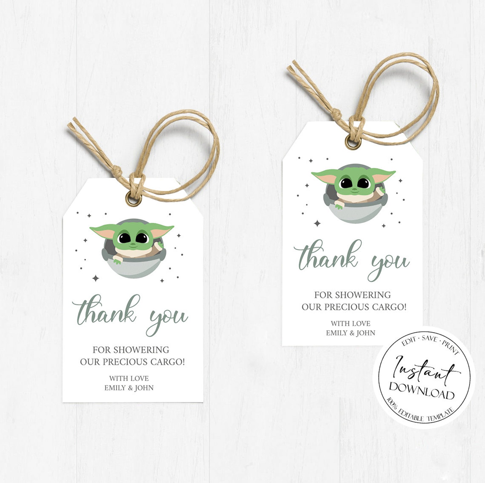 Star Wars Baby Yoda Favor Tag Template The Child Thank You | Etsy