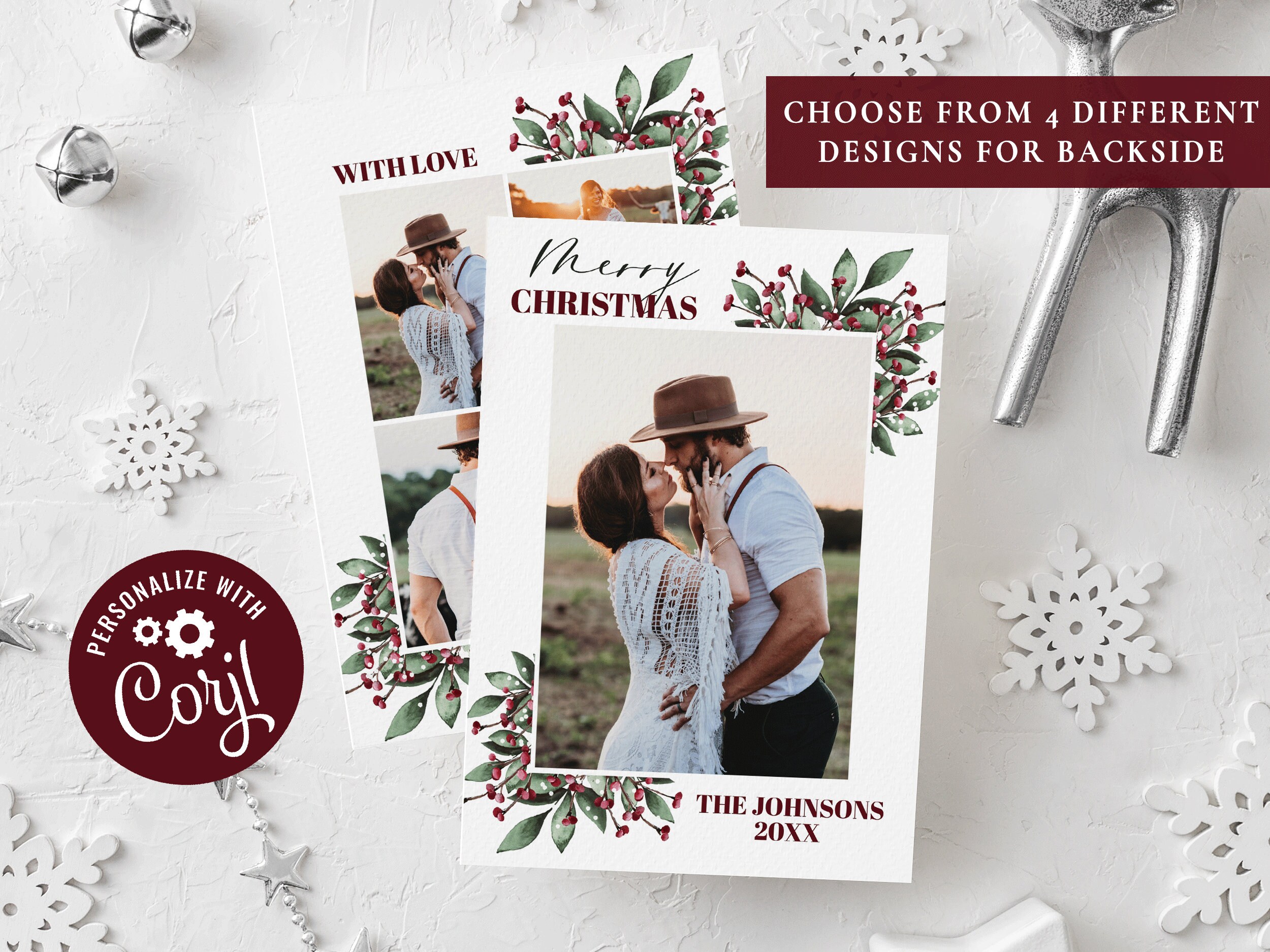 Christmas Card Template Christmas Cards Template 5x7 Photo | Etsy