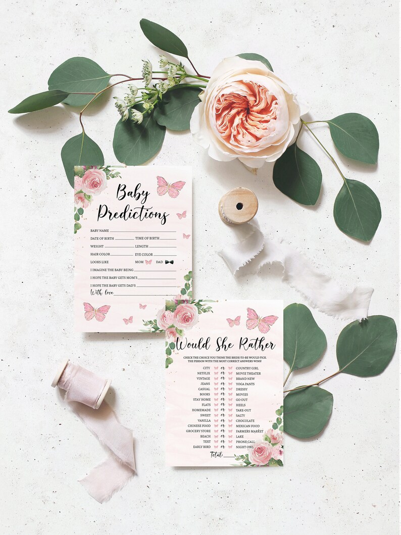 Butterfly Baby Shower Games Bundle Whimsical Butterflies Etsy