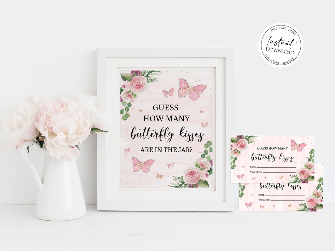 Butterfly Baby Shower Games Bundle Whimsical Butterflies Etsy