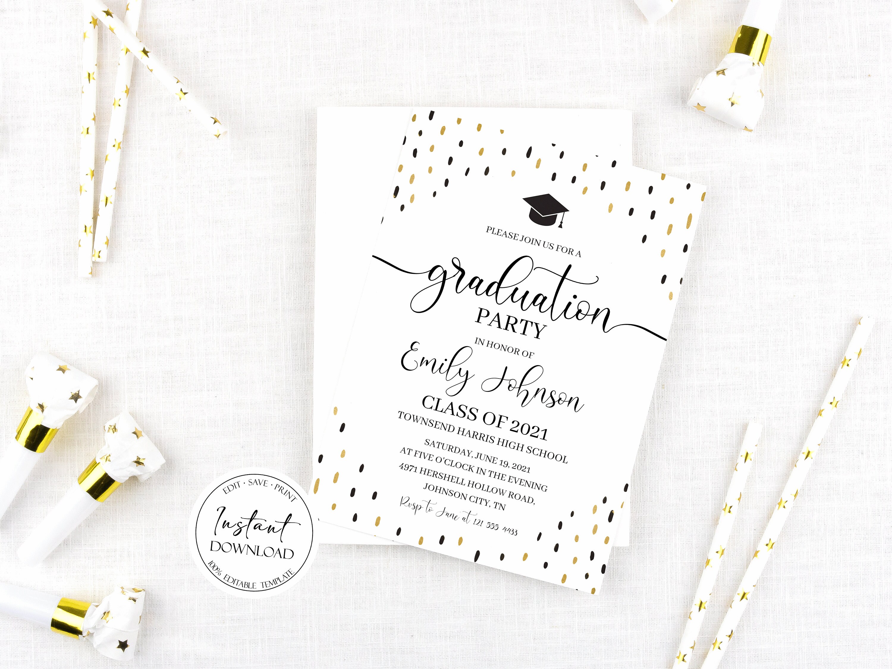 Graduation Invitation Template Class 2021 Graduation Party Etsy