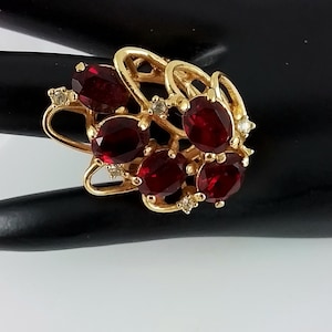Vintage rote Strass Cocktail Ring Größe 7, Kostüm Glam Schmuck
