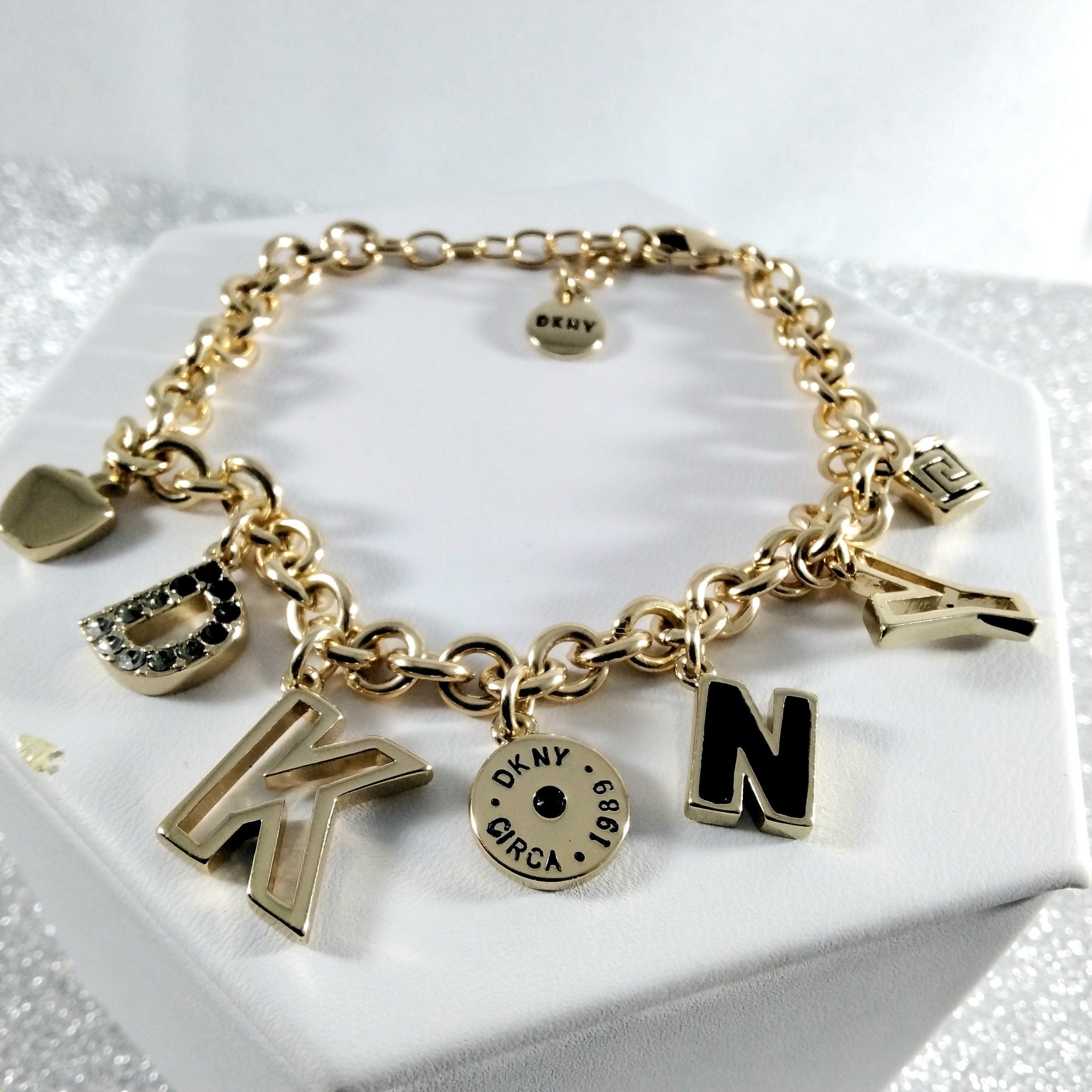 Vintage DKNY Signed Charm Bracelet New York Etsy