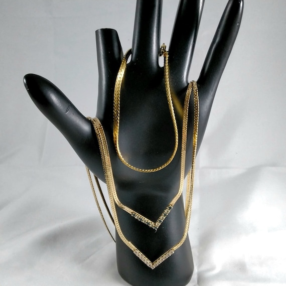 Vintage Avon Herringbone Rhinestone Chain Necklace Lot Etsy