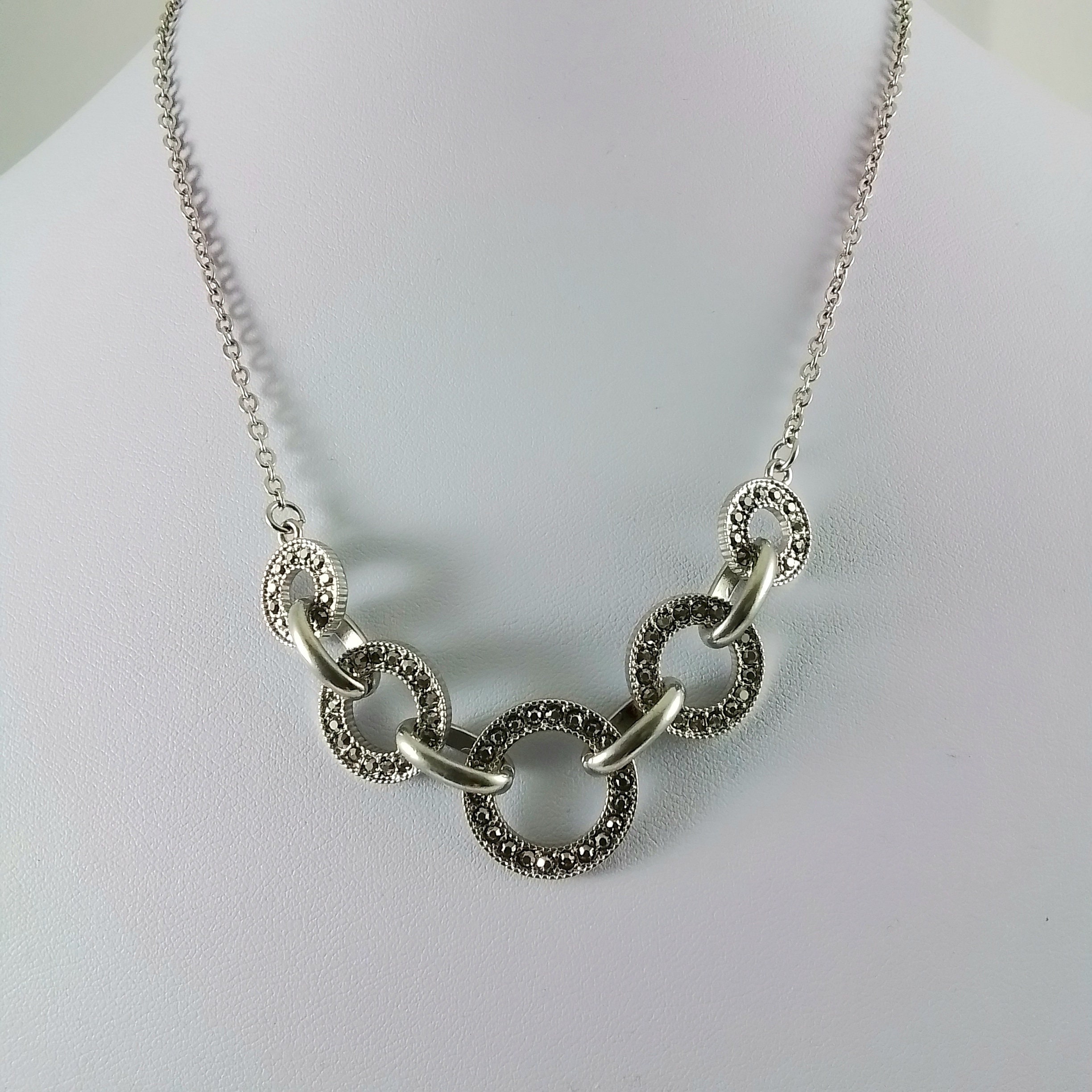 Vintage Signed Liz Claiborne Marcasite Rhinestone Choker Necklace