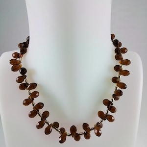 Verkauf Vintage Topaz Jones New York signierte Doble Layer Glas facettierte Glasperlen Choker Halskette, Braun Herbst Herbstfarben