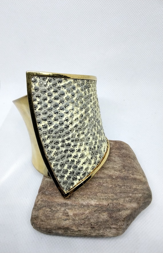 Vintage Kara Ross Cuff Bracelet Alligator Skin Chu