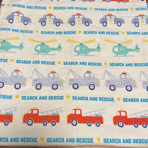 Double Sided Flannel Rescue Squad Themed  - Little Boy