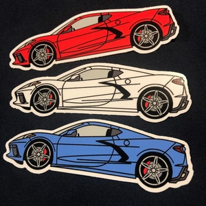 C8 AUFKLEBER Corvette Rochenrot, Weiß & Blau