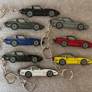 Porte-clés Corvette C4 Coupé 8 couleurs disponibles, émail sur métal
