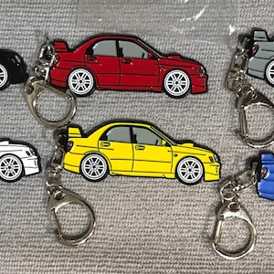 Keychain FOR Subaru WRX Sti Bug Eye Enamel on Metal Keychains in 6 colors