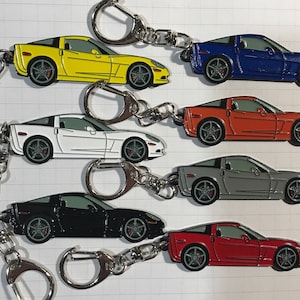 Corvette C6 Coupe Keychains 7 colors available enamel on metal