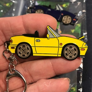 NA Mazda Miata YELLOW SUNBURST MX5 Enamel on Metal Keychain