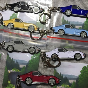 C3 #Porte-clés émaillé Corvette 7 couleurs #Stingray #Coupé à toit rigide