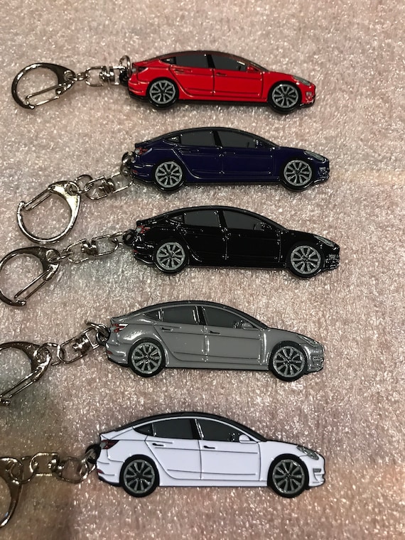 Tesla Model 3 & Model Y Enamel on Metal Keychains in 5 Colors 