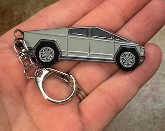 Llaveros de metal esmaltados con diseño de Cybertruck y Tesla, vehículos eléctricos, Elon Musk, vehículos eléctricos