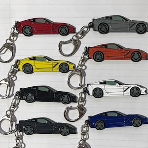 Corvette C7 Coupe Keychains 8 colors available enamel on metal