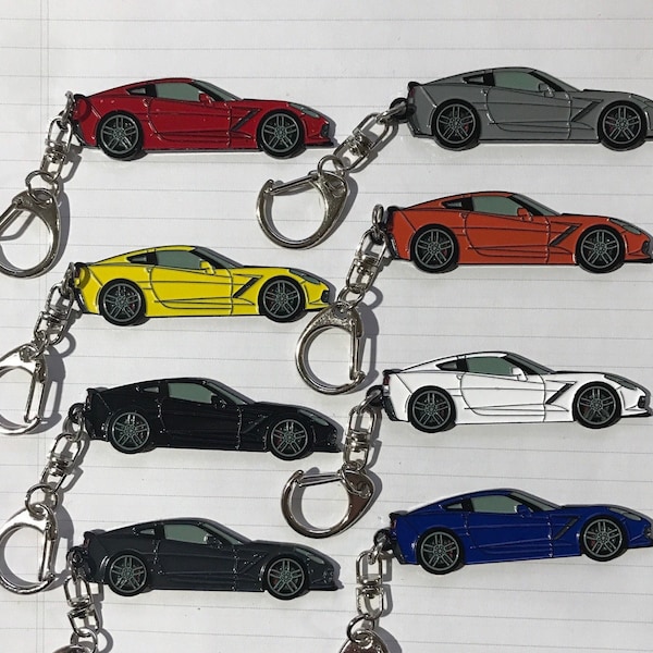 Corvette C7 Coupe Keychains 8 colors available enamel on metal