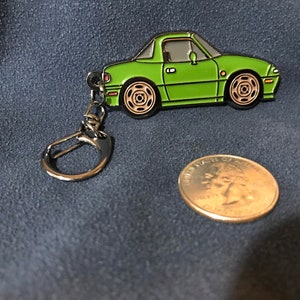 NA Mazda Miata MX5 GREEN Auto Baked Enamel Key Chains Key Rings NEW