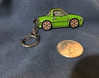NA Mazda Miata MX5 GREEN Auto Baked Enamel Key Chains Key Rings NEW