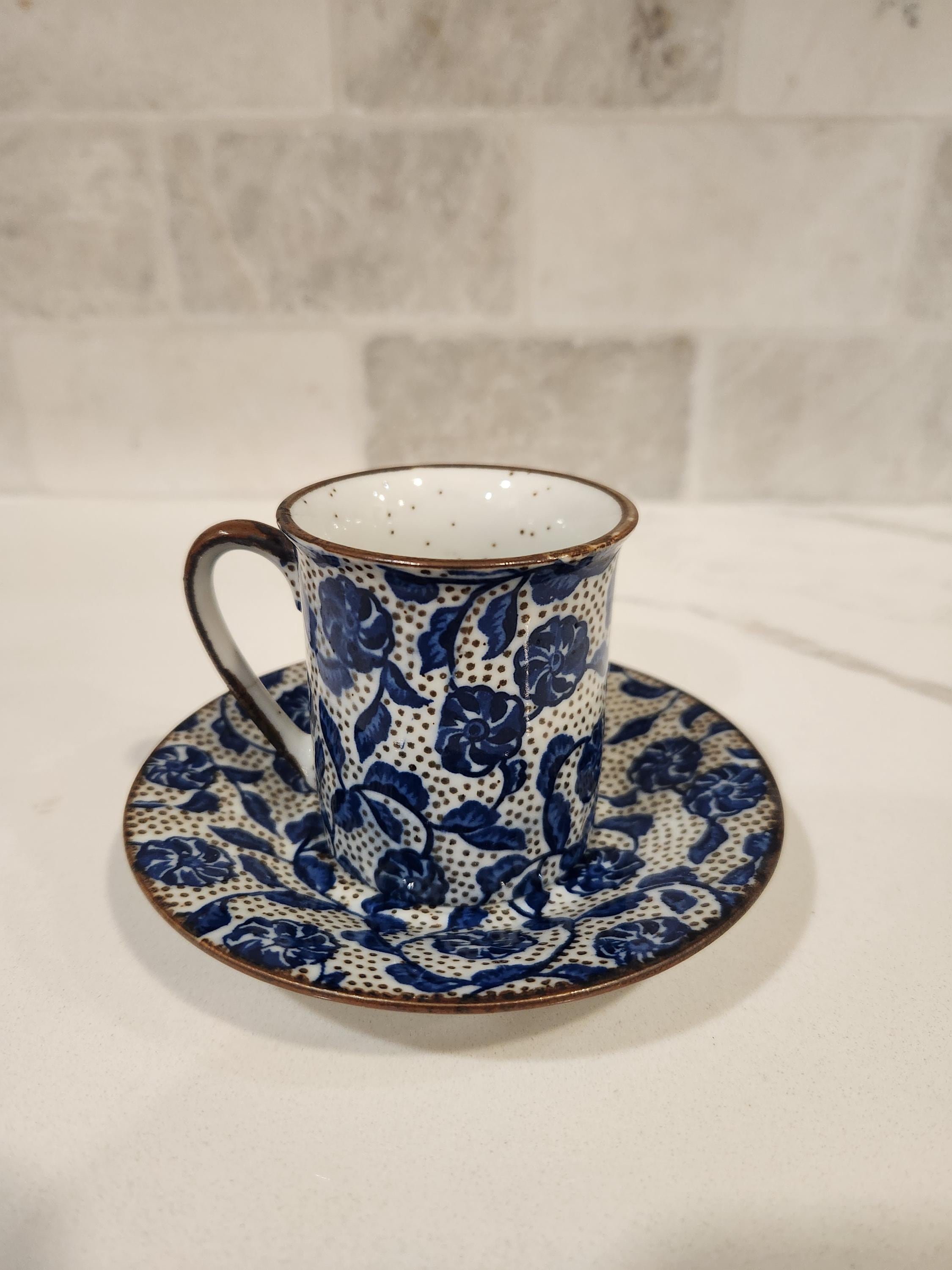 Vintage Takahashi San Francisco Blue and White Floral Demitasse