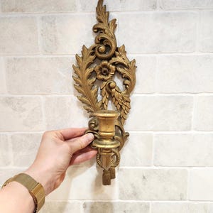 Vintage Hollywood Regency Gold Finish Burwood Products Company Ibex 4055 Plastic Candlestick Wall Sconces Plastic Set of 2 Hollywood Regency