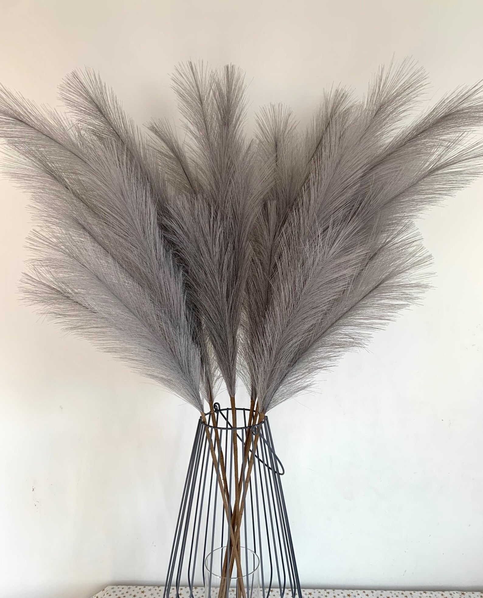 Grey Pampas Grass Large Artificial 3 Stems Extra Fluffy Faux Etsy
