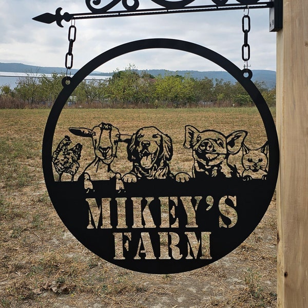 Personalized Farm Sign With Established Date, Metal Sign Personalized, Barn Sign, Metal Farm Sign With Goats Pig Chicken Got Chicken Farm