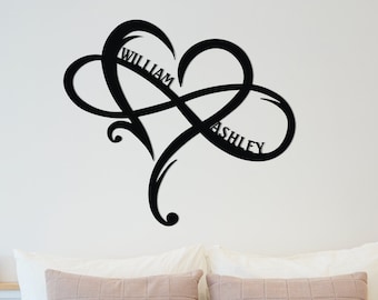 Personalized Metal Infinity Heart Sign, Infinity Symbol and Heart Wall Decor, Love Sign, Infinity Sign