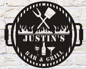 Bar and Grill Custom Metal Sign, Personalized Bar Sign, Whiskey Sign, Metal Family Name Sign, Pub Sign, Pub Wall Decor, Irish pub