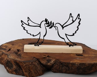 Wire sculpture of peace, peace memorial, bird portrait, wire art, bird lovers, desk decor, desk accessories, Shelf Decor, Bookshelf decor