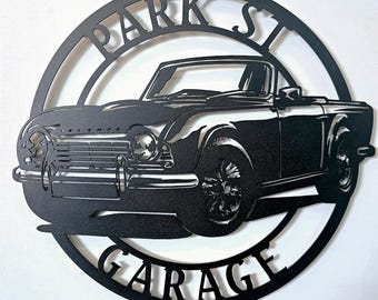 Letrero metálico Triumph TR4: Arte mural para garaje