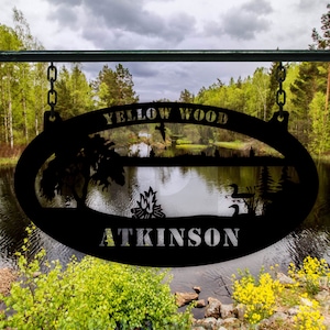 Metal Lake Sign , Camping lake sign , Lake sign customized with your name, Family Lake Lot Sign, Lake House Sign, Lakeside Sign, Lake House